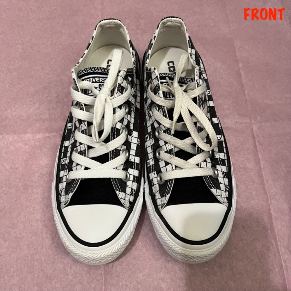 Converse Black & White Low Top Crossword Sneakers